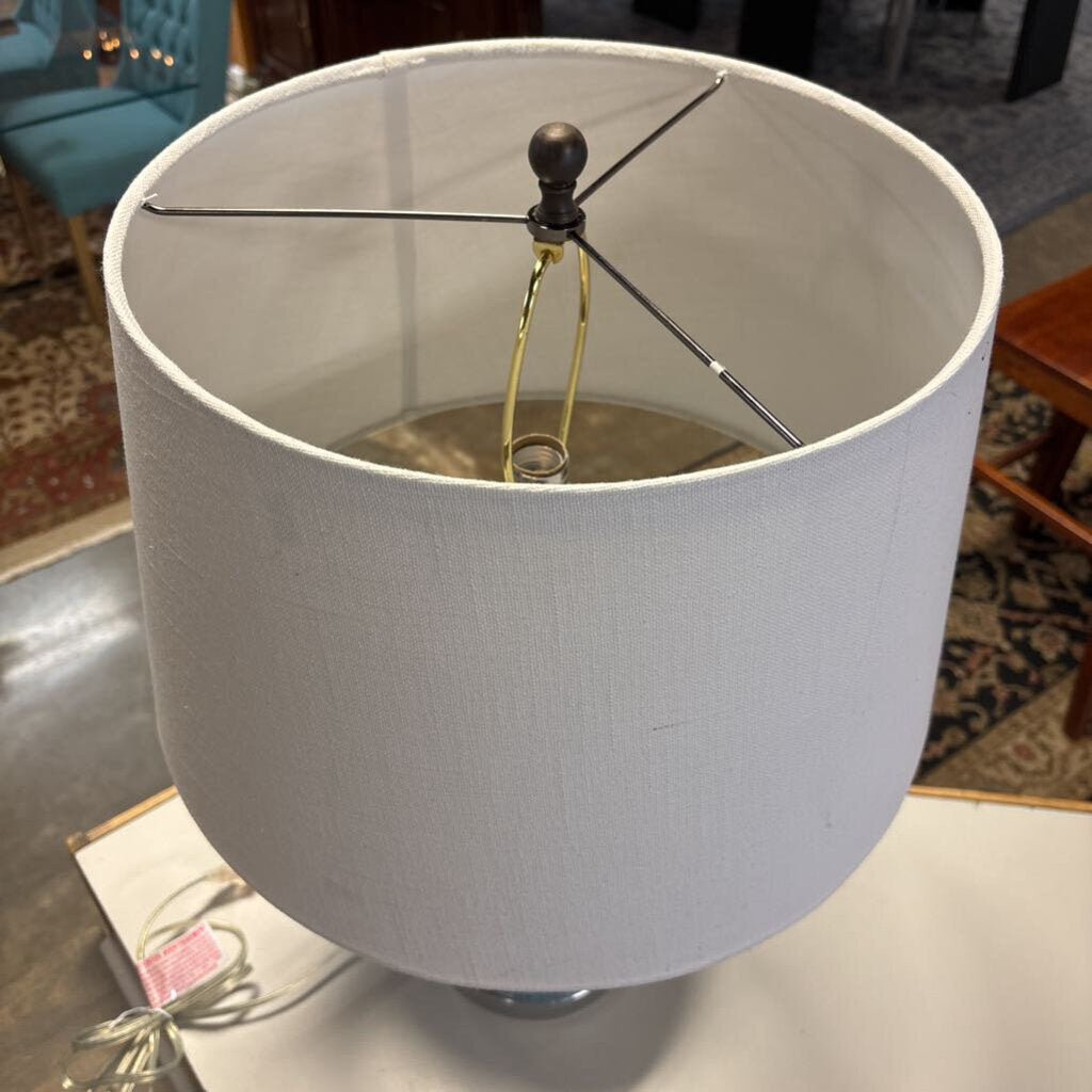 Blue Glazed Table Lamp & Shade