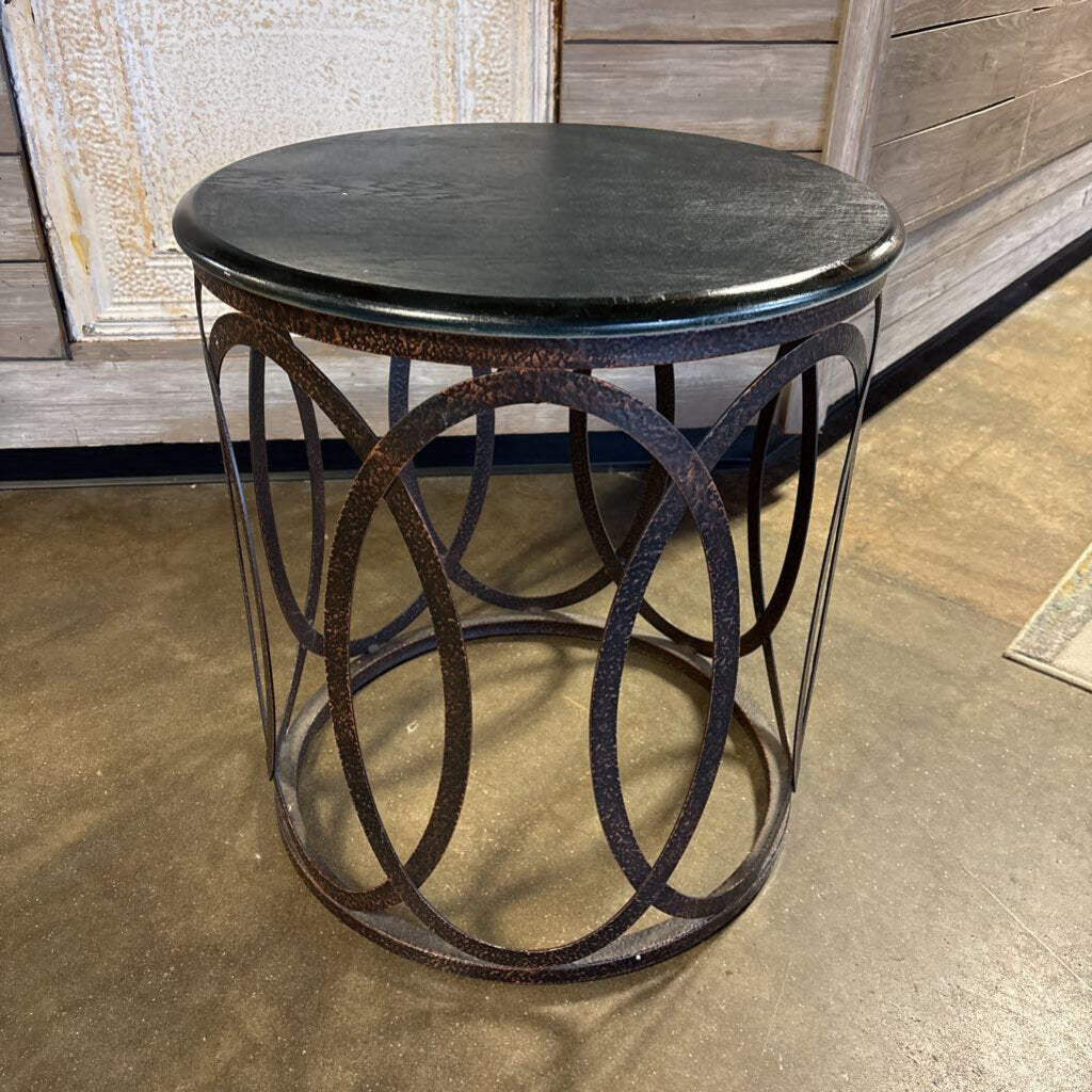 Metal Swirled & Wood Top Table