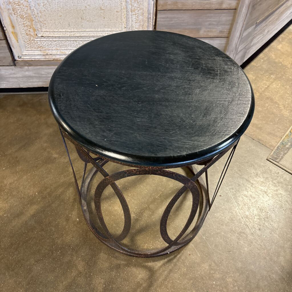 Metal Swirled & Wood Top Table