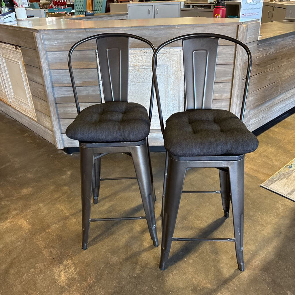 Set 2 Counter Stool Metal with Cushion