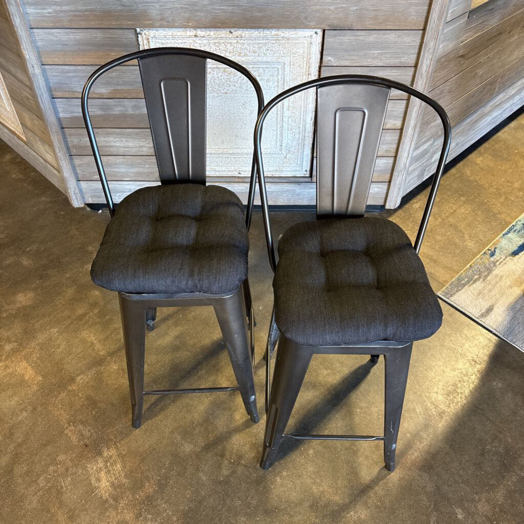 Set 2 Counter Stool Metal with Cushion
