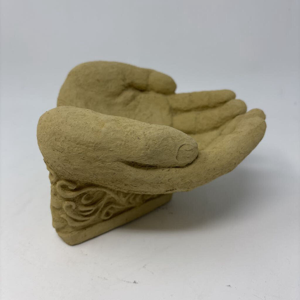 Concrete Cupped Hands Sculpture Dish