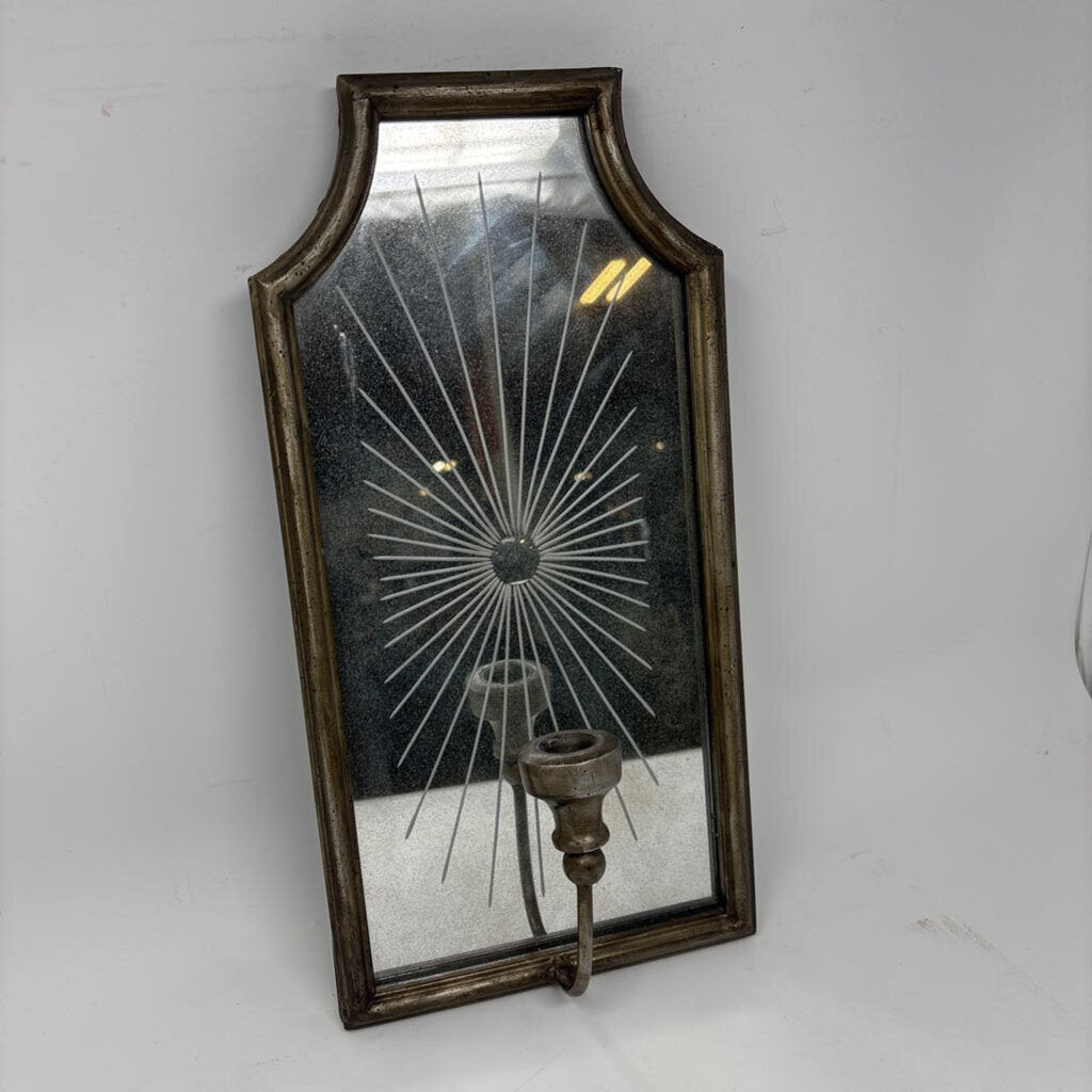 MCM-Style Sunburst Wall Mirror Sconce