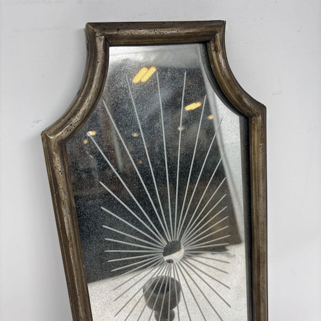 MCM-Style Sunburst Wall Mirror Sconce