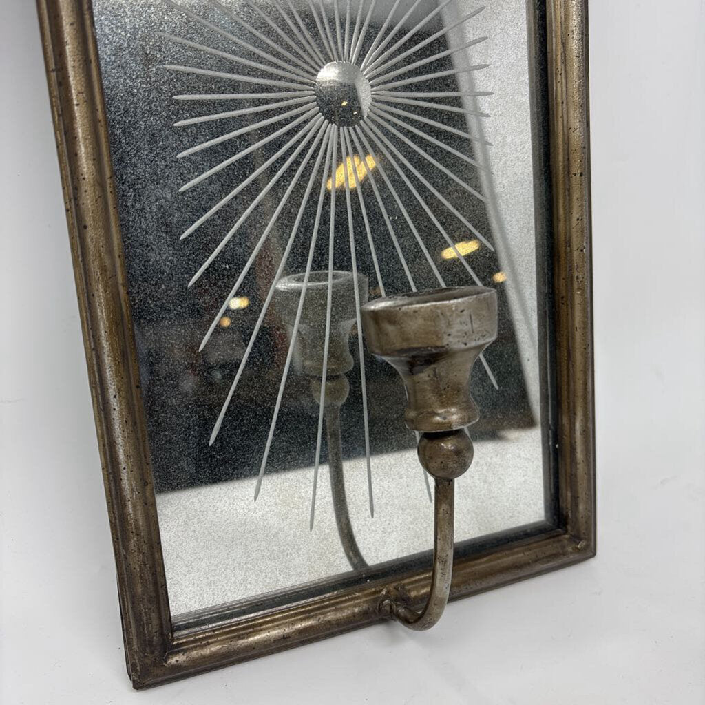 MCM-Style Sunburst Wall Mirror Sconce