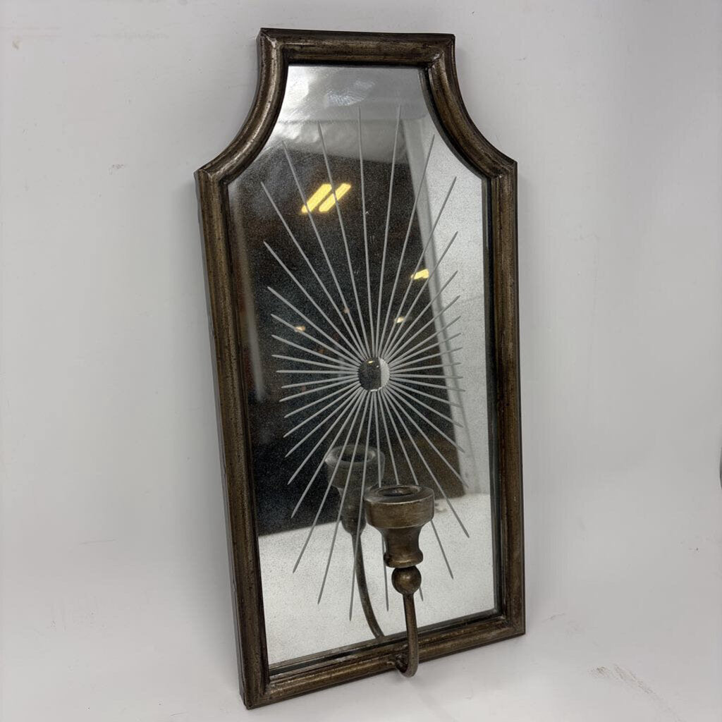 MCM-Style Sunburst Wall Mirror Sconce