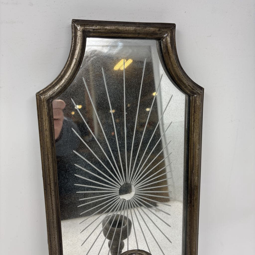 MCM-Style Sunburst Wall Mirror Sconce