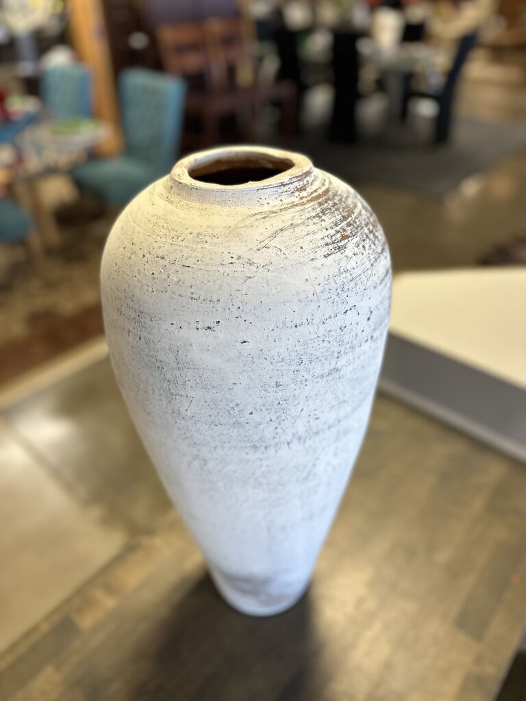 Distressed Ceramic Floor Vase 22"H