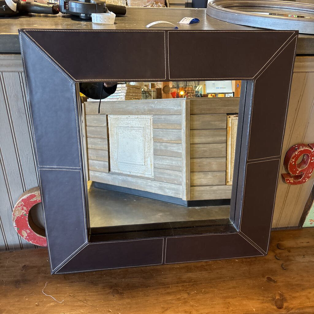 Faux Leather Square Mirror 24 X 24