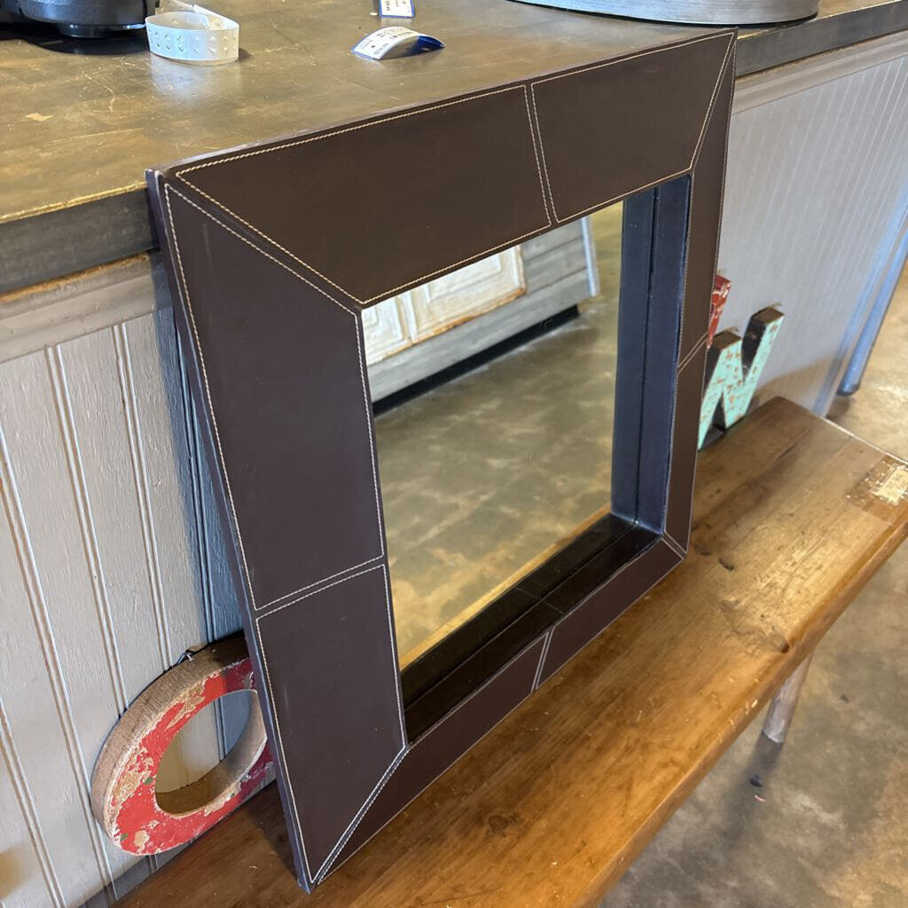 Faux Leather Square Mirror 24 X 24