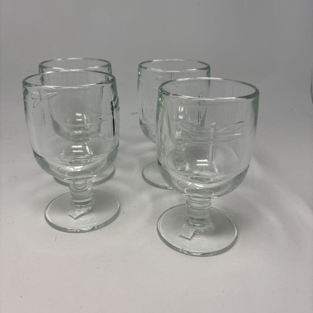Dragonfly Glass Goblets 4 Pc