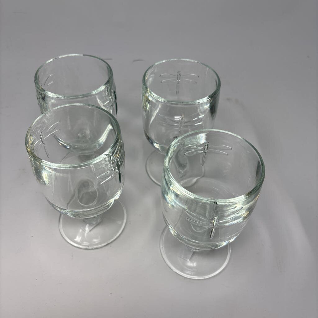 Dragonfly Glass Goblets 4 Pc