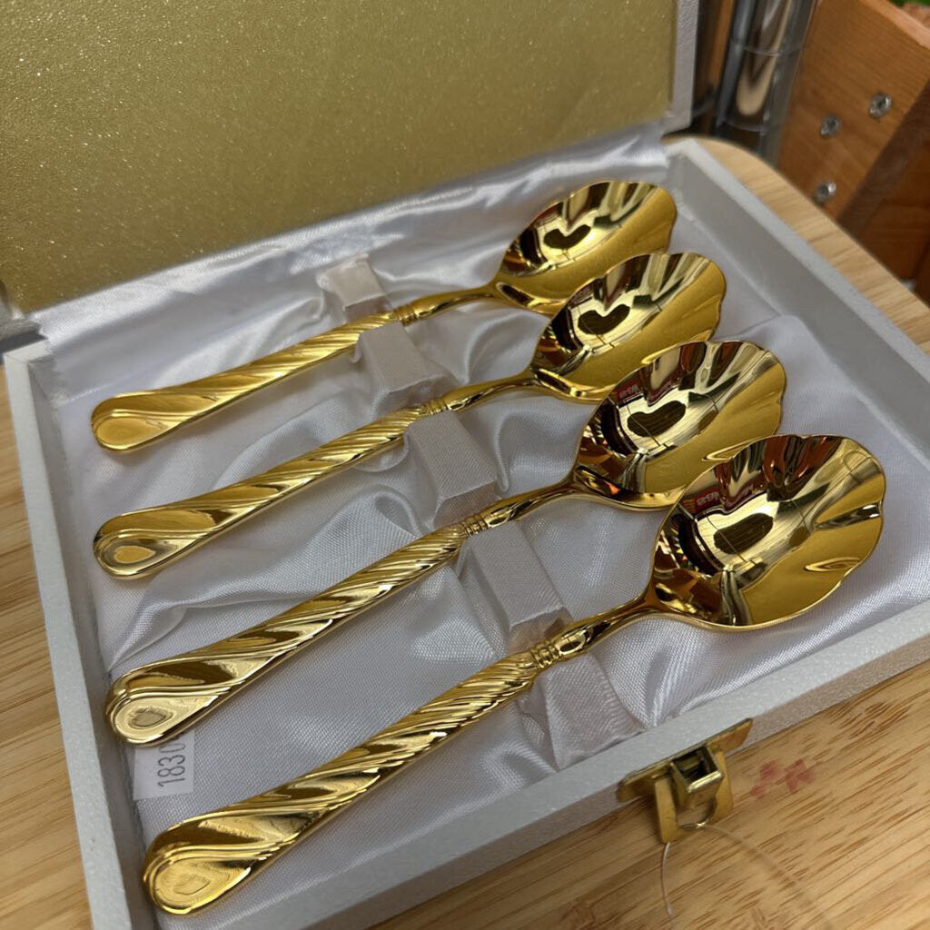 Set 4 24K Gold Plated Spoons