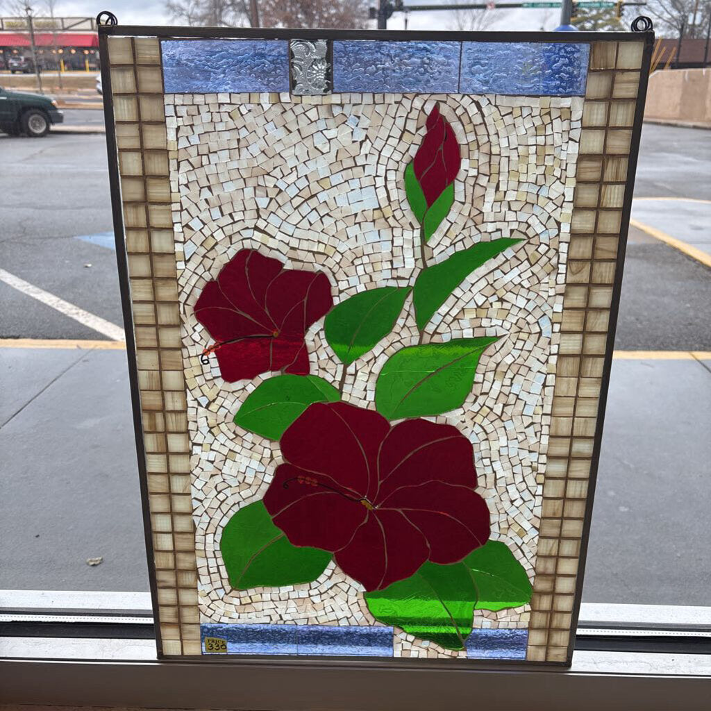 Stained Glass Red Mandeville 17.5 X 24.5