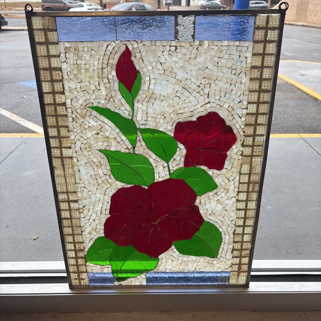 Stained Glass Red Mandeville 17.5 X 24.5