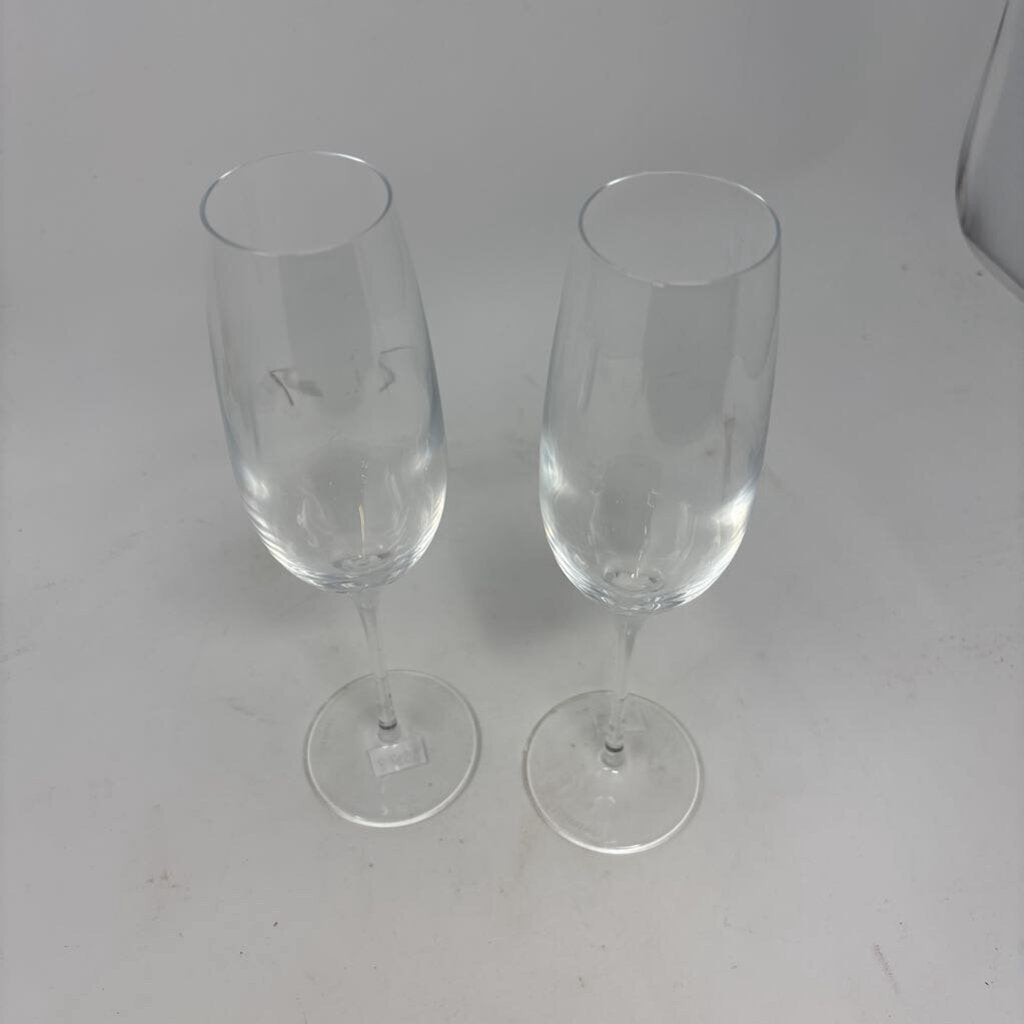 Tiffany Crystal Champagne Flutes Pair