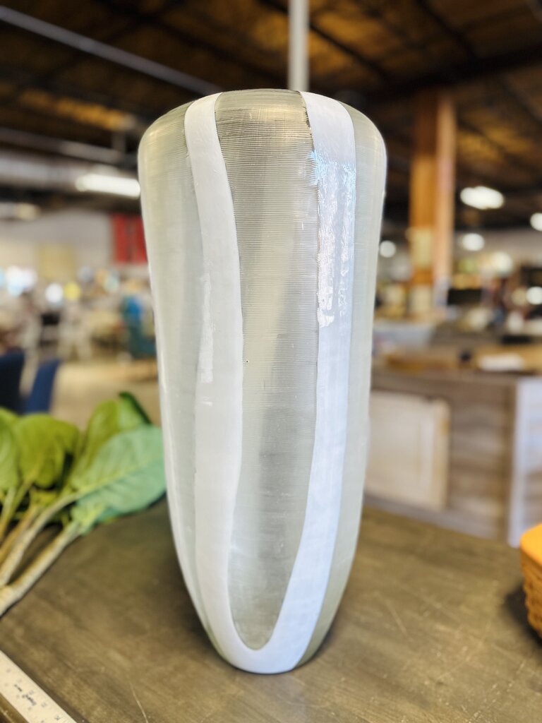 Tall 23" White Swirl Vase