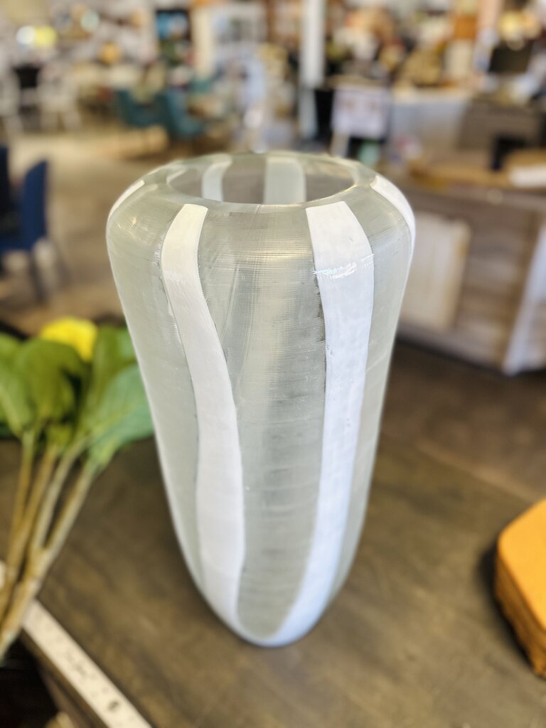 Tall 23" White Swirl Vase