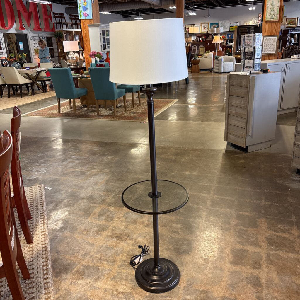 Swing Arm Floor Lamp with Glass Table