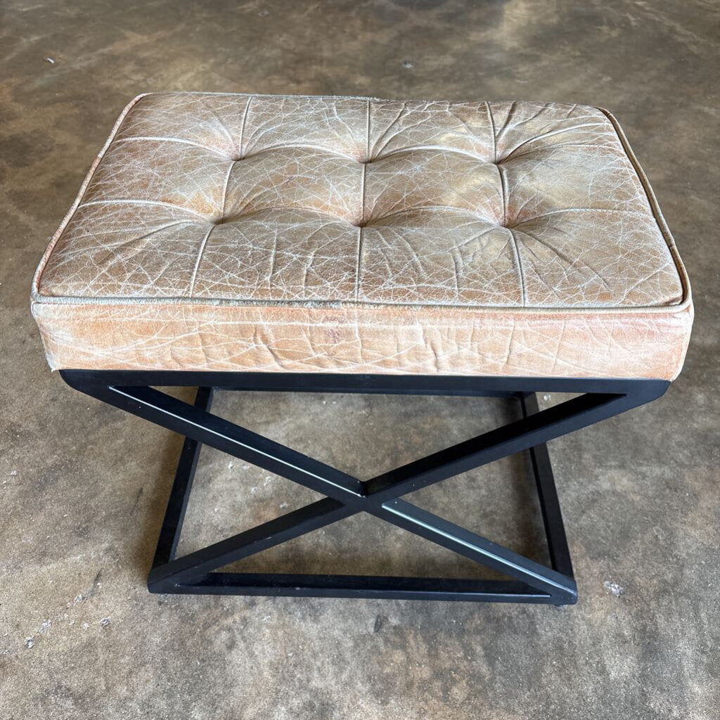 Tufted Leather Ottoman