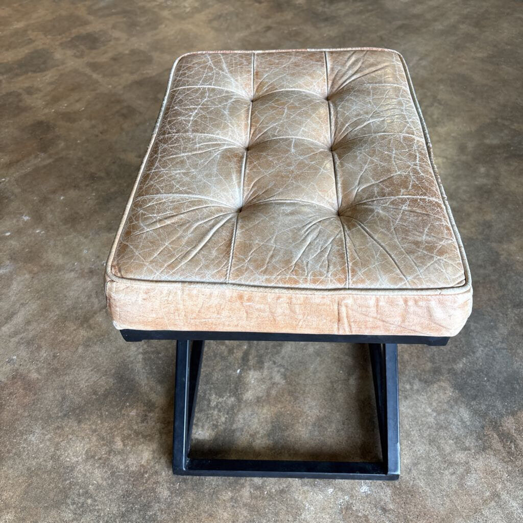 Tufted Leather Ottoman