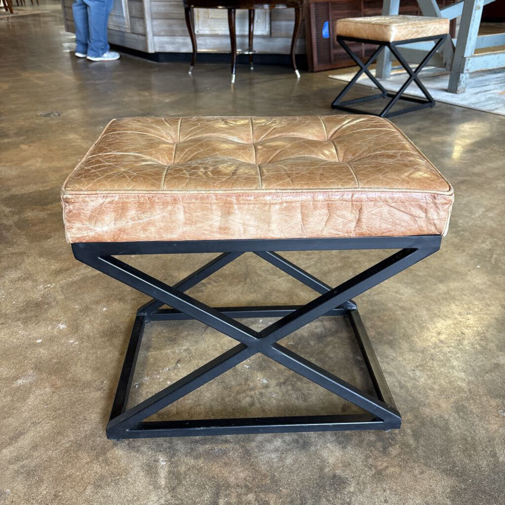 Tufted Leather Ottoman