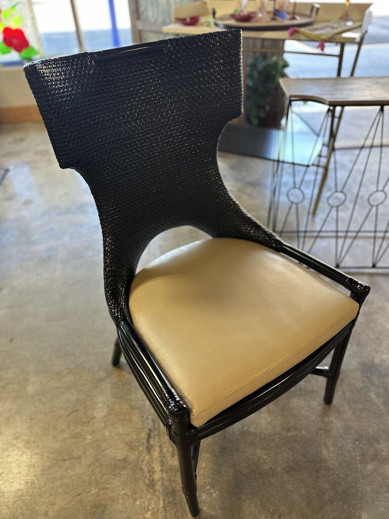 Black Caned Cushioned Desk Chair