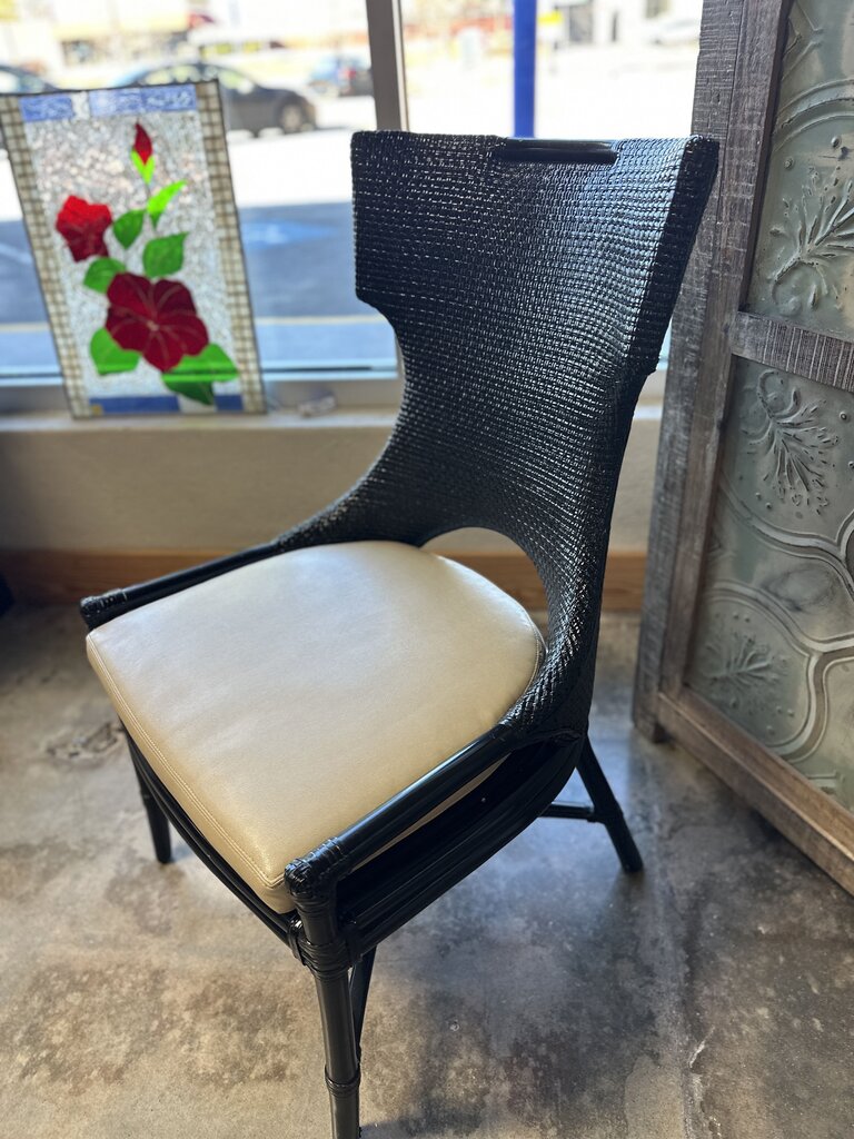 Black Caned Cushioned Desk Chair