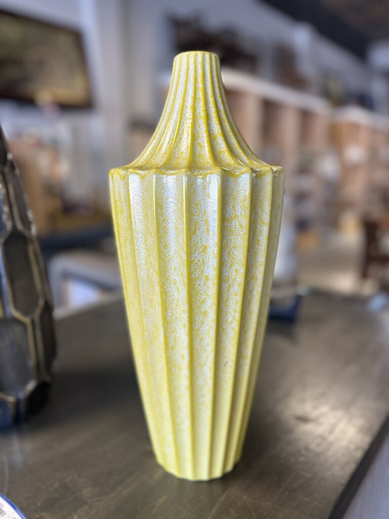 Yellow Glazed Ceramic Vase 17" Tall