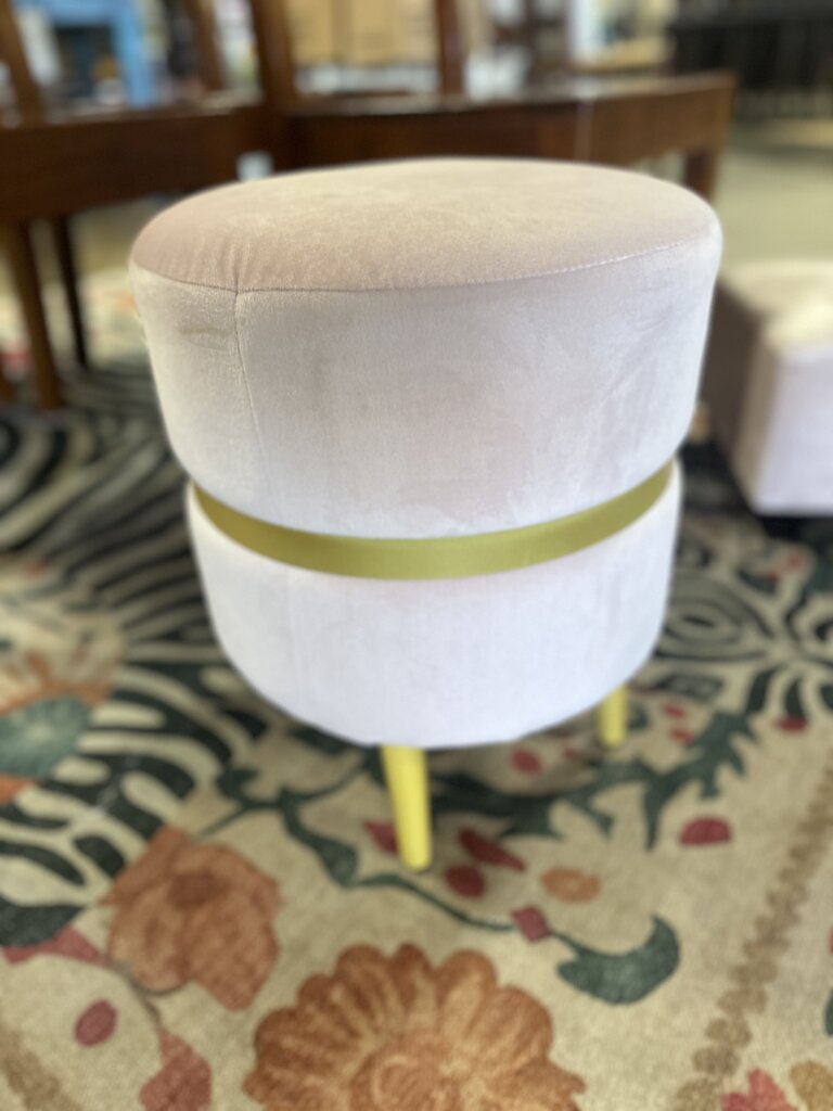 Pink Ottoman With Gold Band