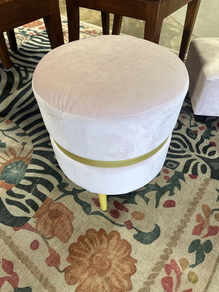 Pink Ottoman With Gold Band
