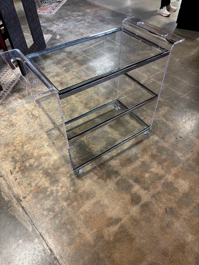 Acrylic Rolling Bar Cart