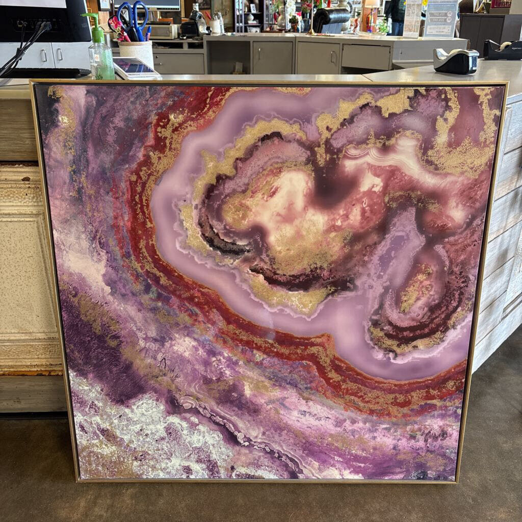Rose Lilac and Gold Geode Wall Art