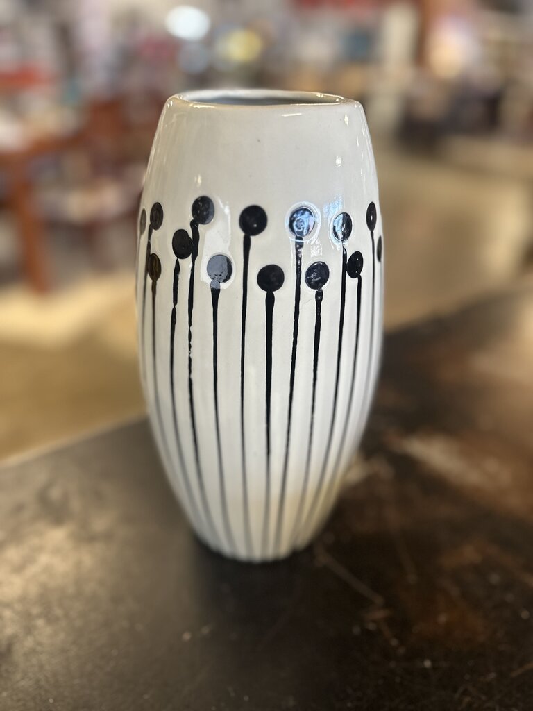 Black & White Pom Pom Vessel