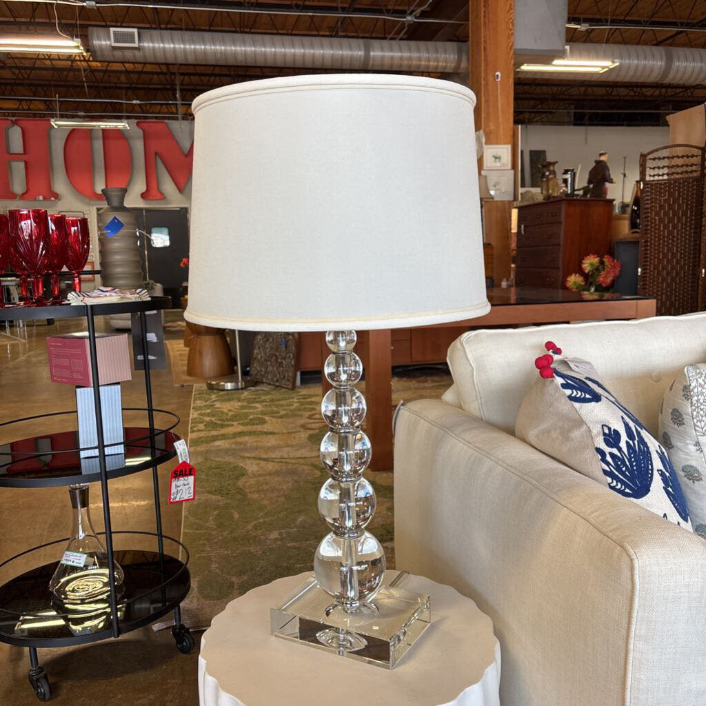 Stacked Crystal Sphere Lucite Base Lamp