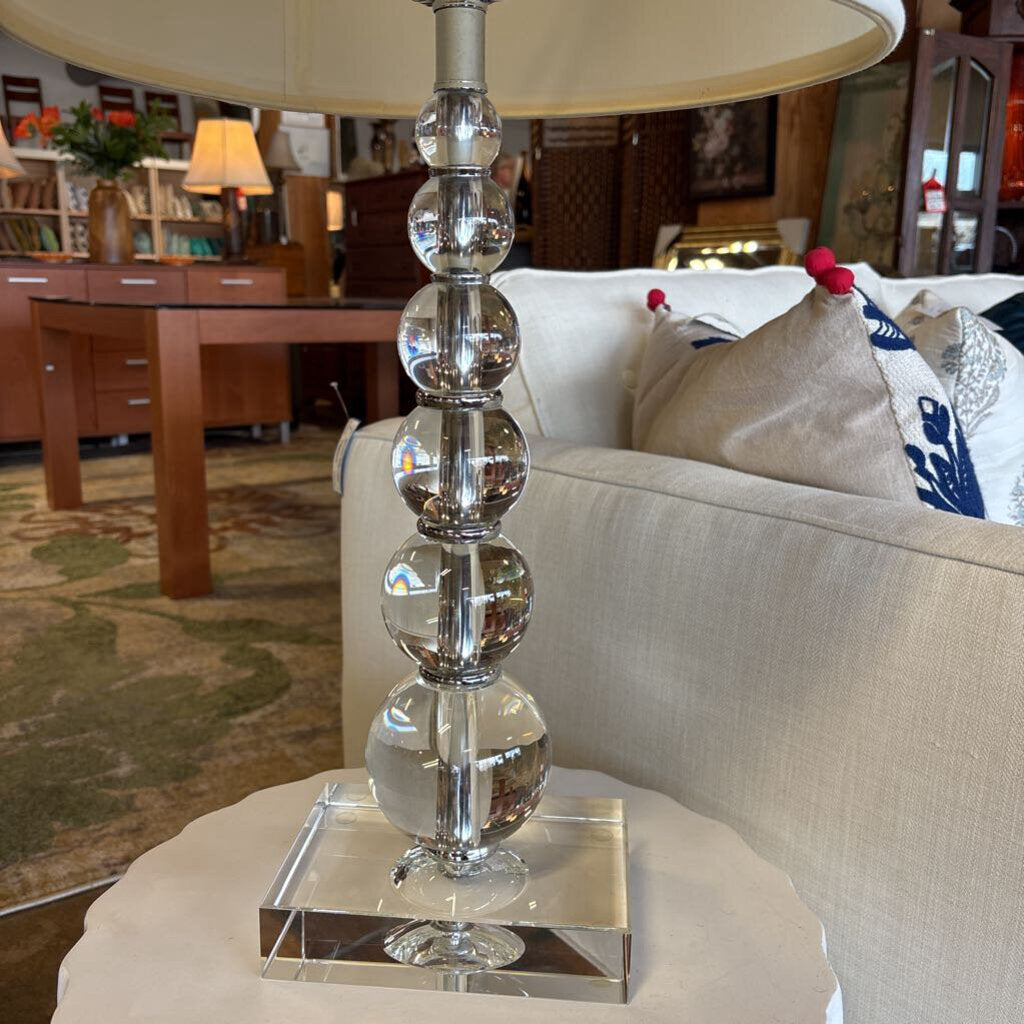 Stacked Crystal Sphere Lucite Base Lamp