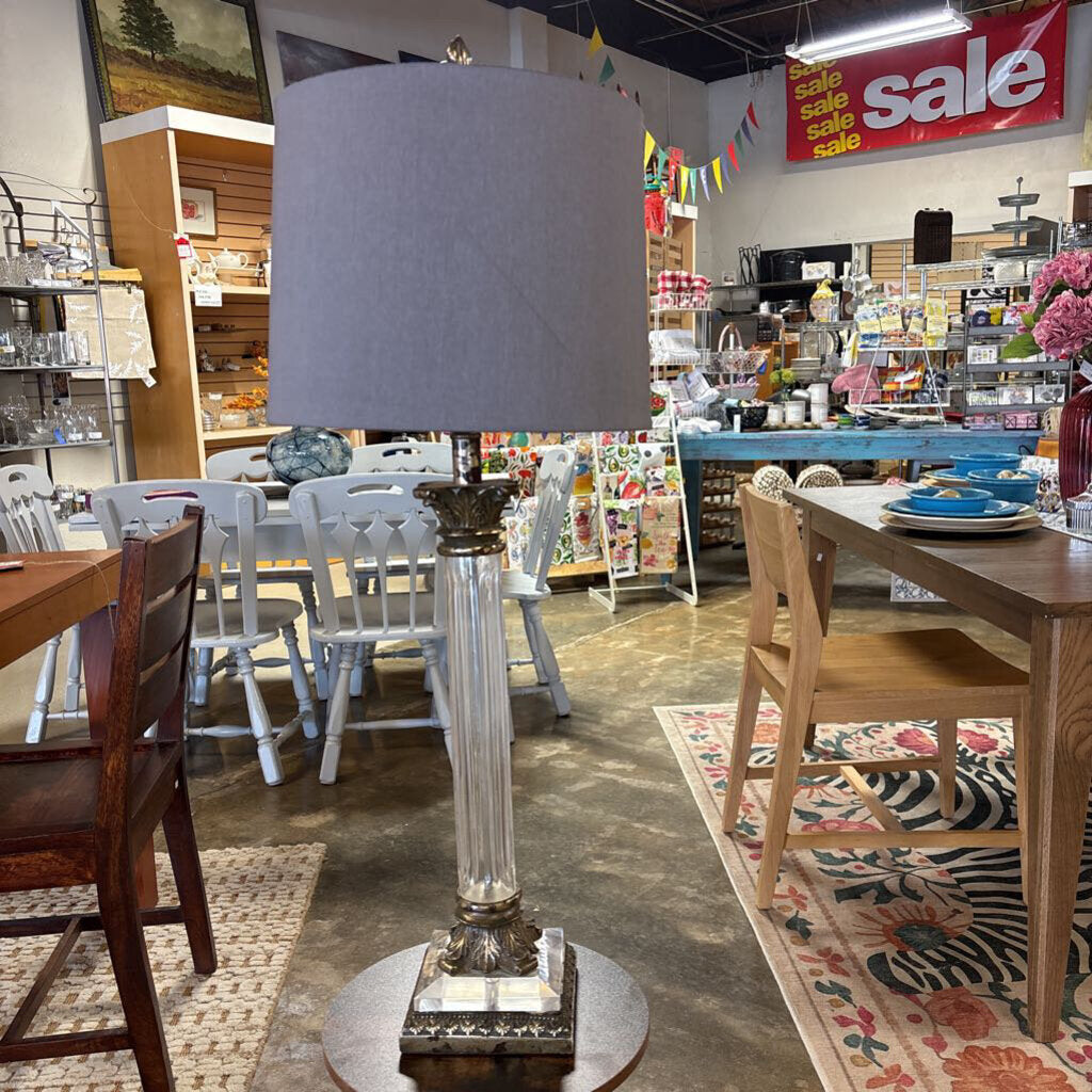 Vintage Glam Column Table Lamp & Silk Shade