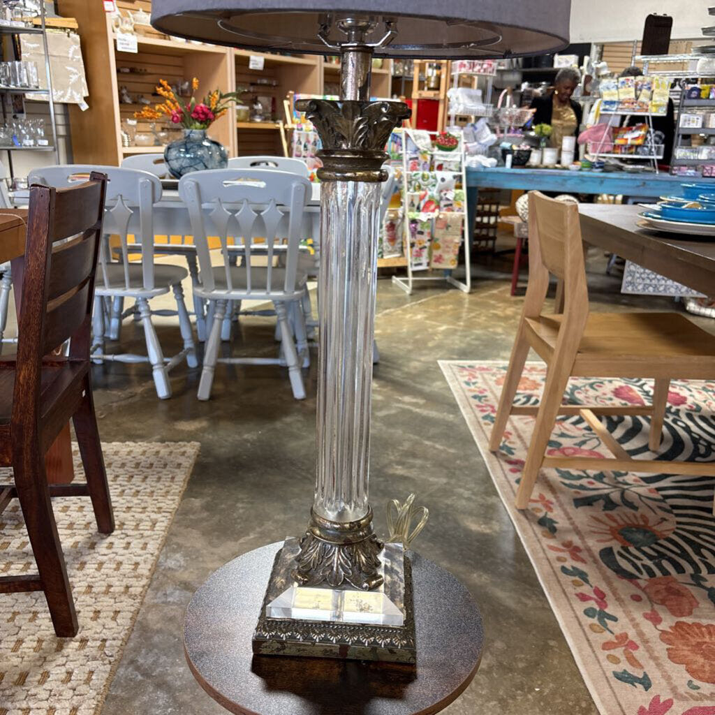 Vintage Glam Column Table Lamp & Silk Shade