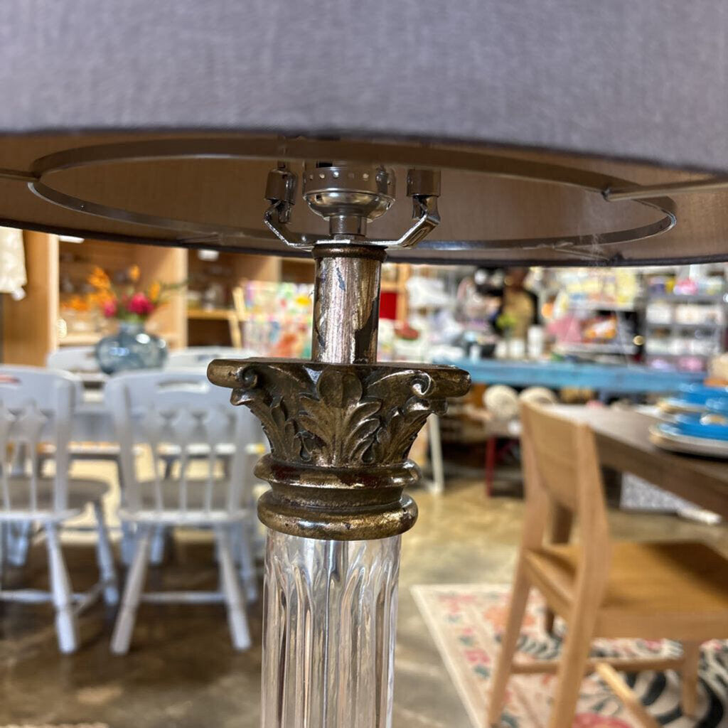Vintage Glam Column Table Lamp & Silk Shade
