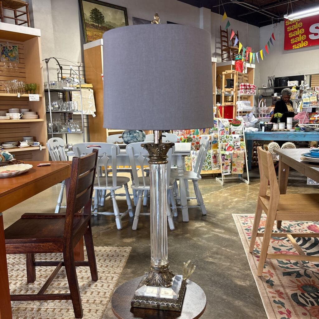 Vintage Glam Column Table Lamp & Silk Shade