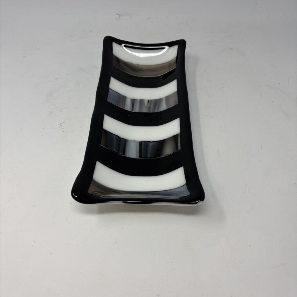 Blown Glass Black & White Tray
