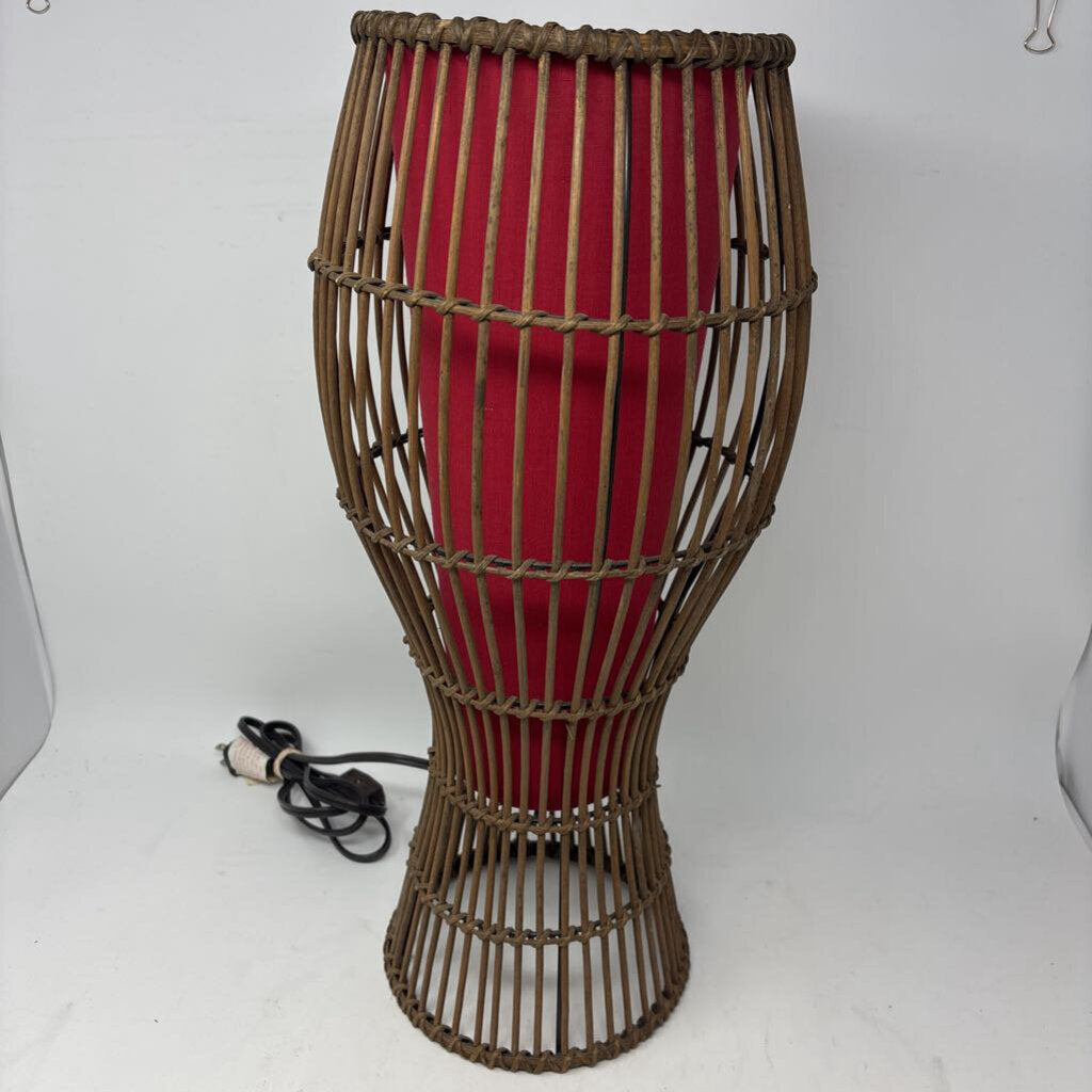 MCM Tiki Style Rattan Cage Lamp
