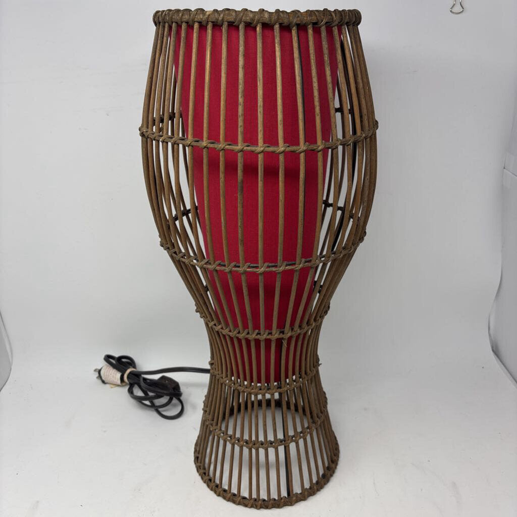 MCM Tiki Style Rattan Cage Lamp