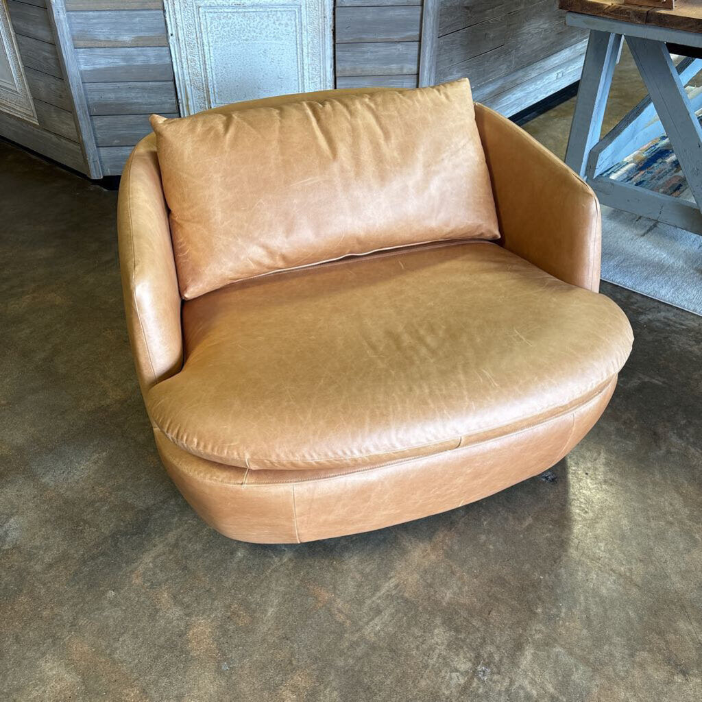 Leather Swivel Lounge Chair