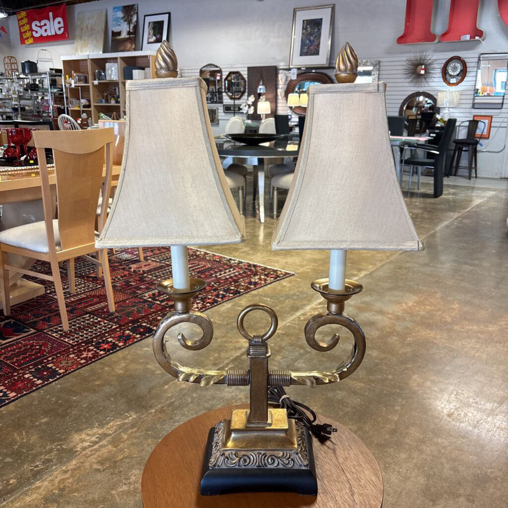 Art Deco Hollywood RegencyStyle Twin lamp