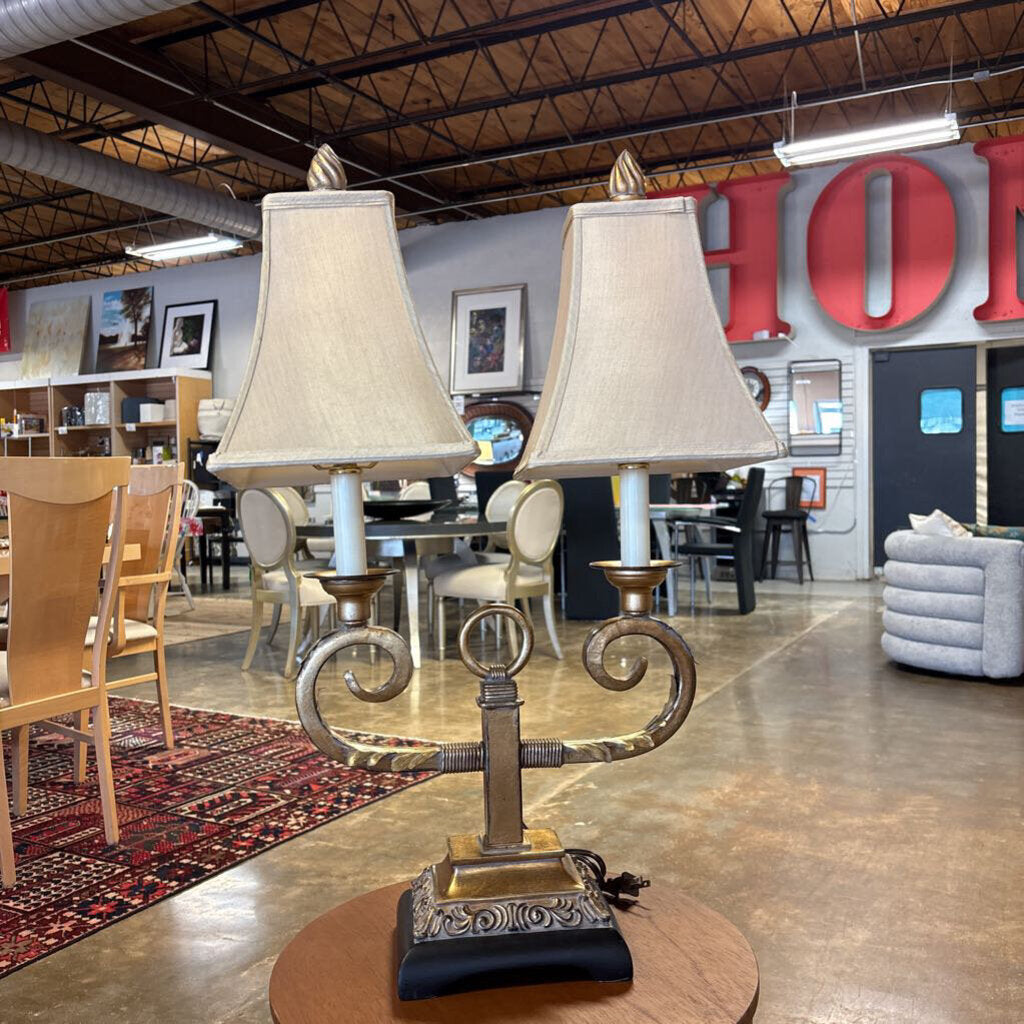 Art Deco Hollywood RegencyStyle Twin lamp