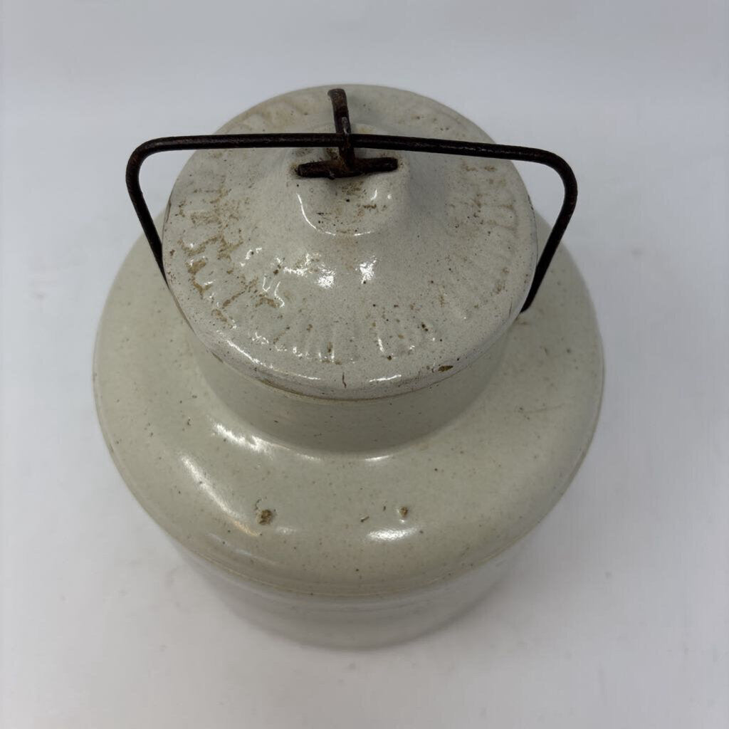 Antique Weir Stonewear With Bail Lock Lid