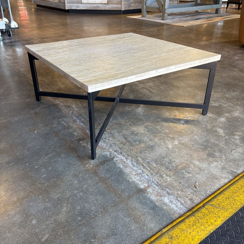 Carrara Marble Metal X-Base Coffee Table