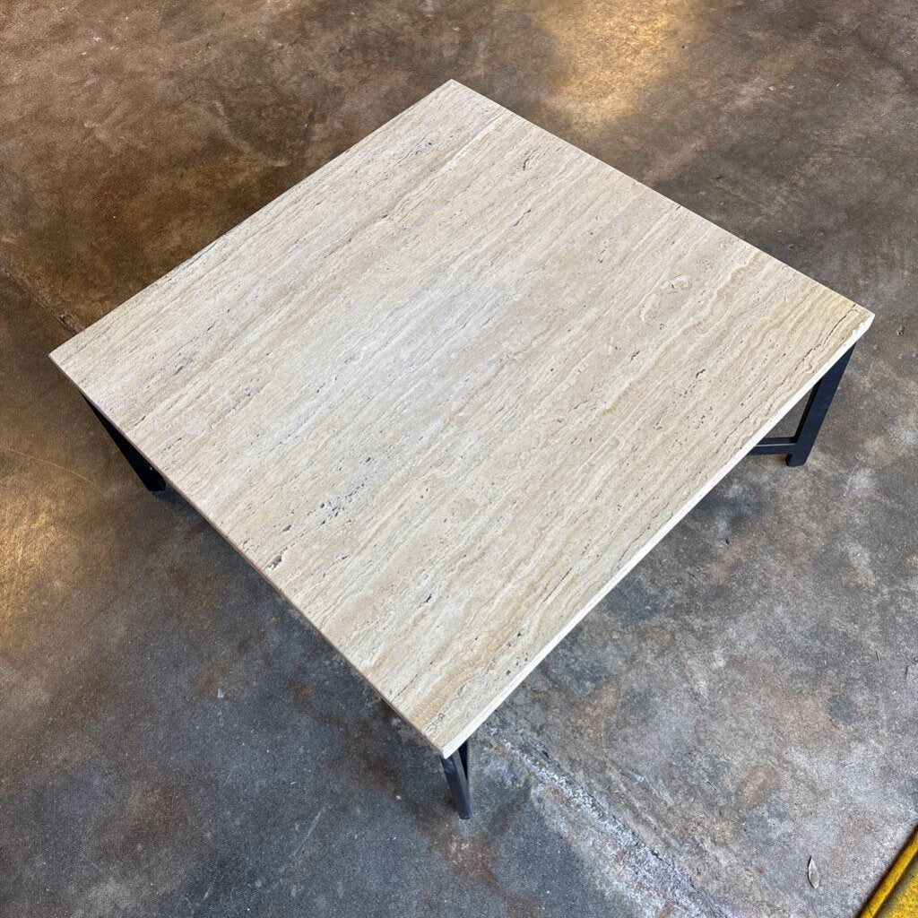 Carrara Marble Metal X-Base Coffee Table