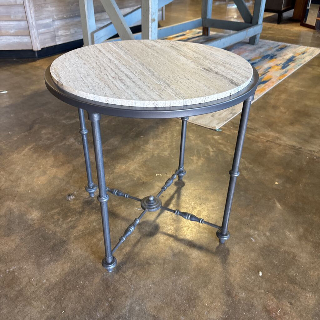 Carrara Marble Round X Base Metal